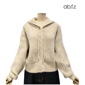 [에이비에프지]깨 박이 포인트 후드 긴팔 니트 가디건 APA1HY41B