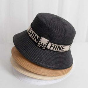 영문 띠 포인트 밀짚 스타일 데일리 여성 버킷햇