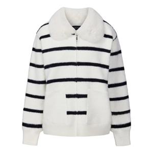 [포커스]소프트 퍼 카라 줄무늬 가디건 PBINF5W1KC4801