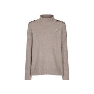 예시카 슬리브 펀칭 브로치 하프넥 니트 YJBKP914