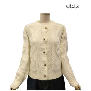 [에이비에프지]골드 단추 포인트 꽈베기 긴팔 니트 가디건 APZ4ZY32K