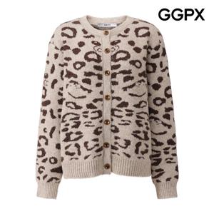 [지지피엑스]버튼 프런트 레오파드 니트 가디건 GPBKG039F
