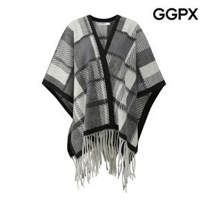[지지피엑스]체크 프린지 판초 GPBKG033F