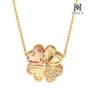 골드앤 14K 하트클로버 목걸이 콤비