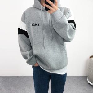 엠클로 남자 오버핏 네오프렌 레터링 배색맨투맨 남여공용 후드티셔츠 5컬러