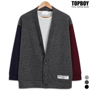 [탑보이][탑보이] 소매배색 오버핏 골지 가디건 (MD271)