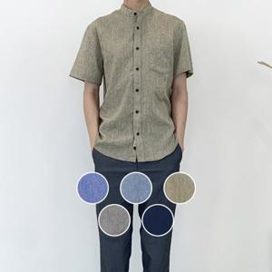 [더셔츠스튜디오]반팔루즈핏 린넨혼방 차이나카라셔츠