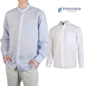 [필골드] 쟌피엘 남성 시어서커 긴소매 차이나카라 일반카라 셔