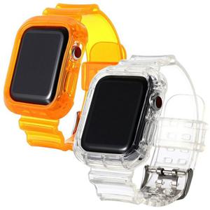 애플워치4 40mm 44mm 호환 컬러풀 투명 케이스 일체형 스트랩
