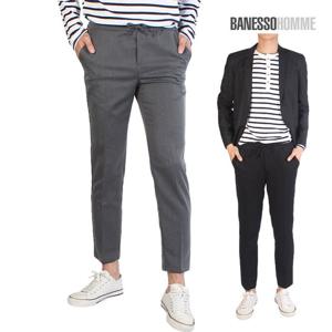 [BANESSOHomme] 남성 TR 프리미엄 9부 밴딩 슬랙스 팬츠 AD1181n