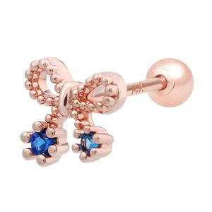 [미니아트] 블루 리본 14K 로즈골드핀 금침 큐빅 데일리 피어싱