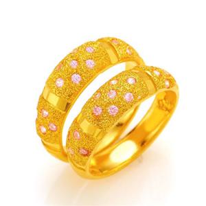 [한국금다이아몬드] 여자 순금 반지 핑크 큐빅 샌딩 24K 11.25g 쌍가락지