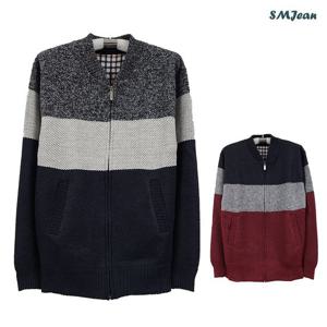 SMJ1418 남성 니트 기모 집업 가디건 지퍼 겨울 니트 자켓