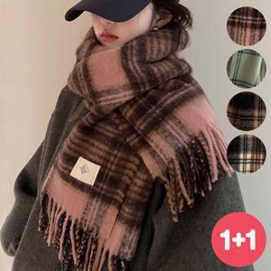 어나더뷰 1+ 1 케리 체크 롱 머플러 빅사이즈 커플 목도리 2257