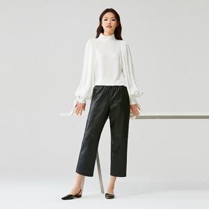 로보 스트래치 램스킨 세미 와이드 밴딩 팬츠