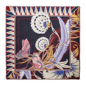 페라가모 지아다 프린트 울 숄 321203 0788710 NAVY PLUM