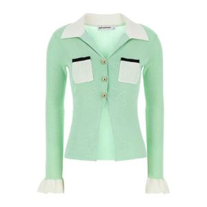 셀프포트레이트 그린 리브드 비스코스 니트 탑 PF25046TAG GREE