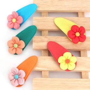 [아랑로랑] 스티치플라워 페브릭 똑딱핀 헤어핀