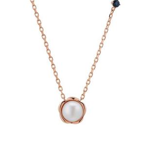 [모아르] 18K 목걸이 체인 드롭 볼륨 꽃 진주