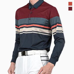 누아앤블랑 남성 라인 배색 긴팔 카라티 Model No_I2-4W007