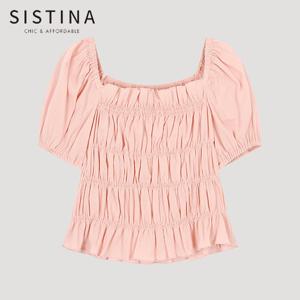[SISTINA] 인기 스모킹 퍼프 스퀘어넥 블라우스_AWWBLO21100_LP
