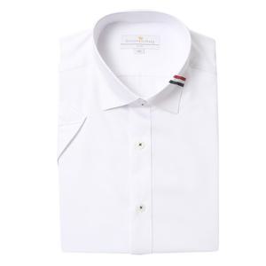 [카운테스마라(셔츠)]카라 엣지 포인트 화이트 스판 반소매CDH1B11006A0