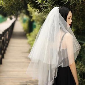 [발바리리빙] 심플 웨딩 면사포  숏 롱 레이스  스몰