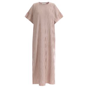 샵앤) 프릴주름 여성 H라인 반팔 롱 원피스 LL-WDR-11873-핑크