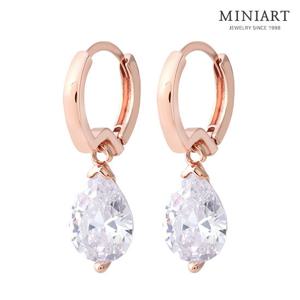 [미니아트] 헤일롯 14K 골드필드핀 물방울 큐빅 원터치링 귀걸이