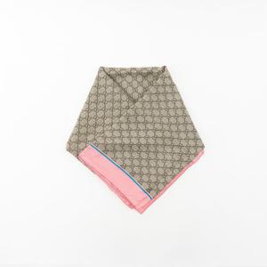 구찌 Bee 꿀벌 패턴 실크 스카프 머플러 핑크 499130