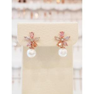 볼라레 세이브존01 40대여자생일선물 멀티풀 큐빅 꽃 진주 드롭 이어링 spe878