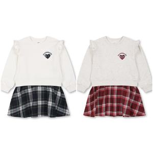 [탑텐키즈]여아) 테마 클래식캠퍼스 어깨프릴 레이어드 원피스 MKE3OO2102