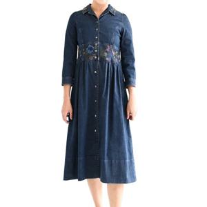 [비꼴리끄(여성)]해지 데님 자수 원피스 B244DO2080