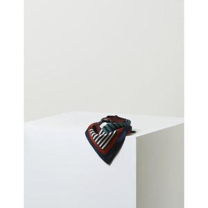 [헤지스ACC] 브라운 스트라이프 사각 실크 스카프 HIMU5E802W2