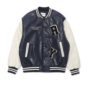 [써드케이](남녀공용)로고 레더 패딩점퍼MP1JU018-네이비_CJ