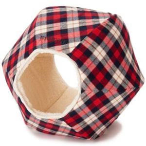 고양이 볼 하우스 숨숨집 침대 매트 방석 레드체크