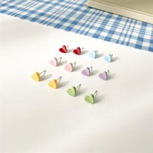 미니 코튼 2color 6pcs 데일리 캔디 귀걸이 패션 하트