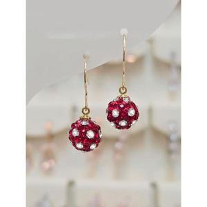 볼라레 세이브존03 볼라레 14K지에프 8mm레드(화이트땡땡이)미러볼 후크귀걸이 AGSSS1677A