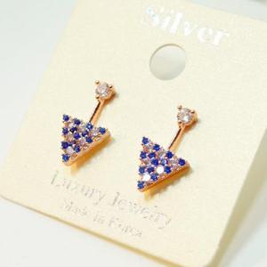 큐빅 삼각 로즈골드 은침귀걸이