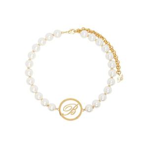 25 FW 블루마린 여성 화이트   골드톤  진주 초커 네크리스 251901F023008