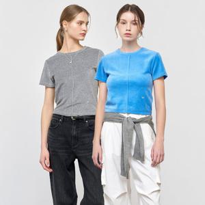 WOMAN 라이트 벨로아 핀턱 하프 티셔츠 [3COL] / WBE1L01516