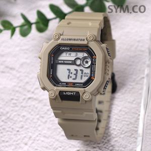 카시오 W-737HX-5A 레트로 스퀘어 롱밴드 스포츠 남자 우레탄 시