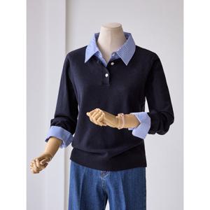 [커스텀에이블]셔츠 배색 긴팔 니트_T2501KN011A