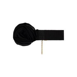 25 FW 블루마린 여성 블랙 그로그랭 로즈 초커 네크리스 251901F023004