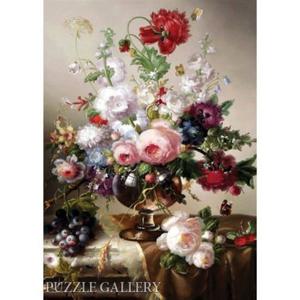 1000조각 직소퍼즐 - 꽃이 만발한 꽃병과 나비 풍경화퍼즐
