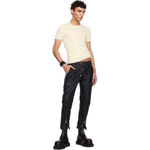 25 FW 릭오웬스 남성 블랙 할리우드 룩소르 조거 가죽 팬츠 251232M189013