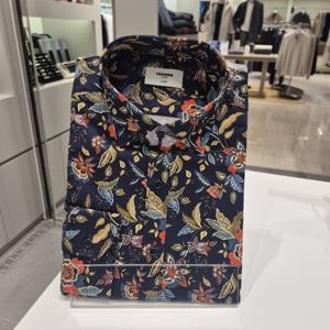 [레노마] 새틴 플라워프린트 일반핏긴팔 남자셔츠RNSSG1042네이비