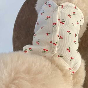 애견 봄 여름 데일리 체리 패턴 나시 가디건 실내 옷