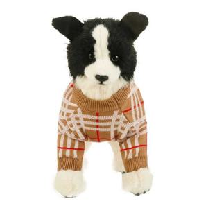 반려견 체크 베이지 가을 분위기 데일리 긴팔 니트 옷