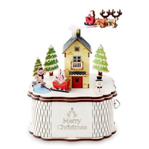 DIY 나무 모형 조립 키트 회전 우드 오르골 크리스마스 타운 YM986